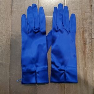 Vintage Blue Satin Gloves from Neiman Marcus
